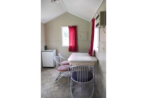 Standard Cabins - table and fridge